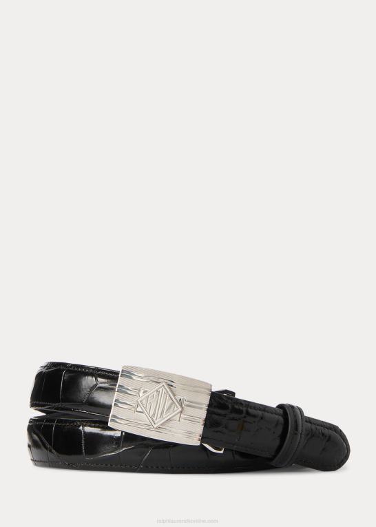 sort Mænd Ralph Lauren alligatorbælte med motordrejet spænde Z426B8979