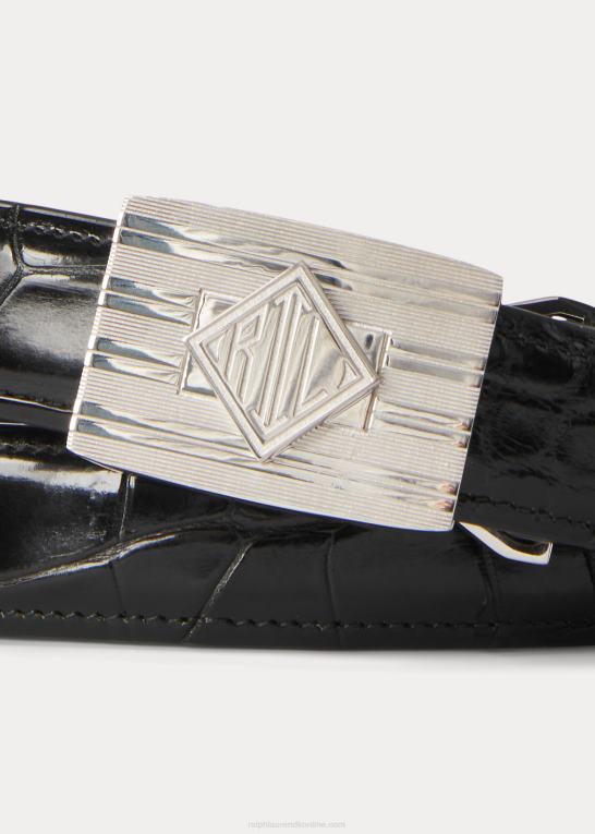 sort Mænd Ralph Lauren alligatorbælte med motordrejet spænde Z426B8979
