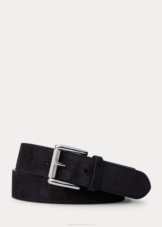 sort Mænd Ralph Lauren ruskindsbælte med rullespænde Z426B2217