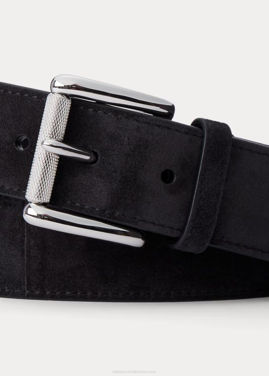 sort Mænd Ralph Lauren ruskindsbælte med rullespænde Z426B2217
