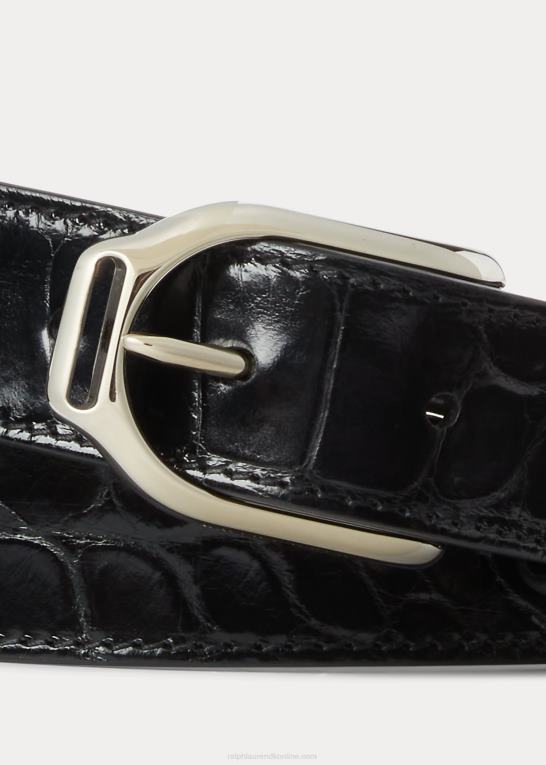 sort Mænd Ralph Lauren welington alligatorbælte med bøjlespænde Z426B8982