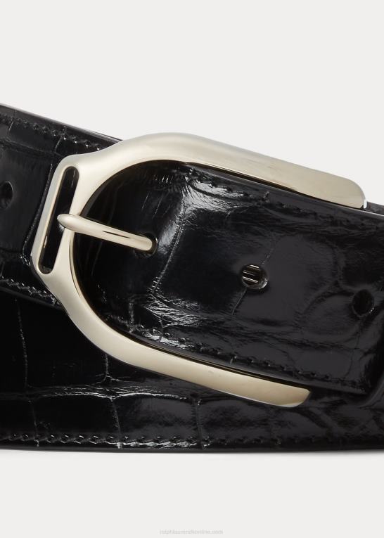 sort Mænd Ralph Lauren welington alligatorbælte med bøjlespænde Z426B8984