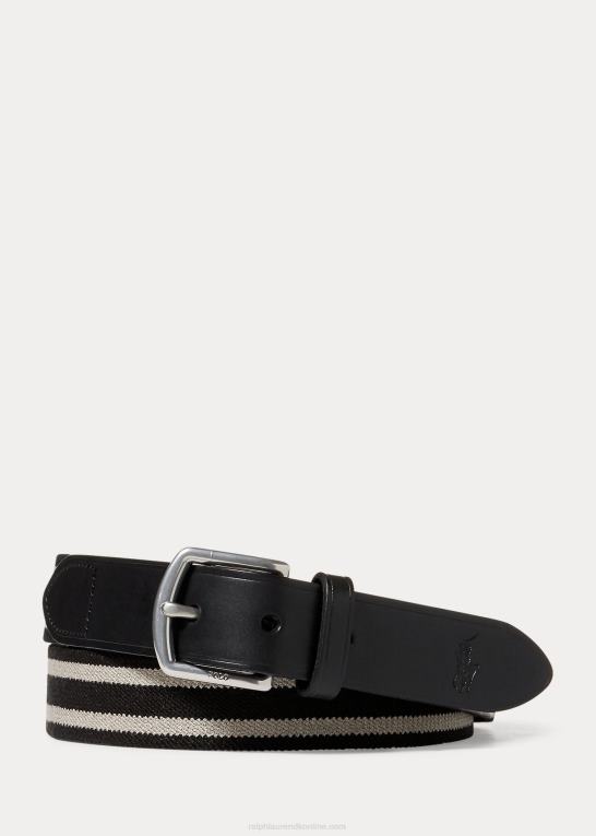 sort/lys grå Mænd Ralph Lauren stribet strækbælte Z426B8819