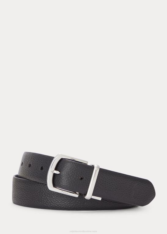 sort/marineblå Mænd Ralph Lauren vendbart småstenslæderbælte Z426B2572