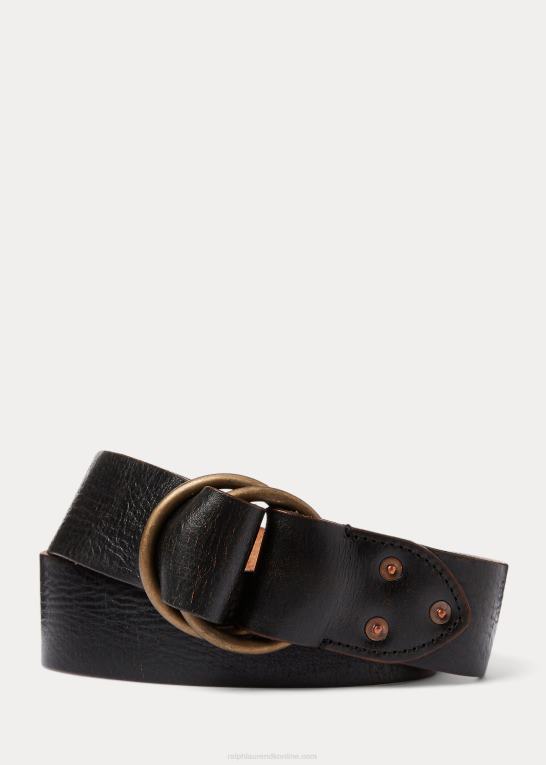 sort over brun Mænd Ralph Lauren dobbelt-o-ring bælte i læder Z426B8844