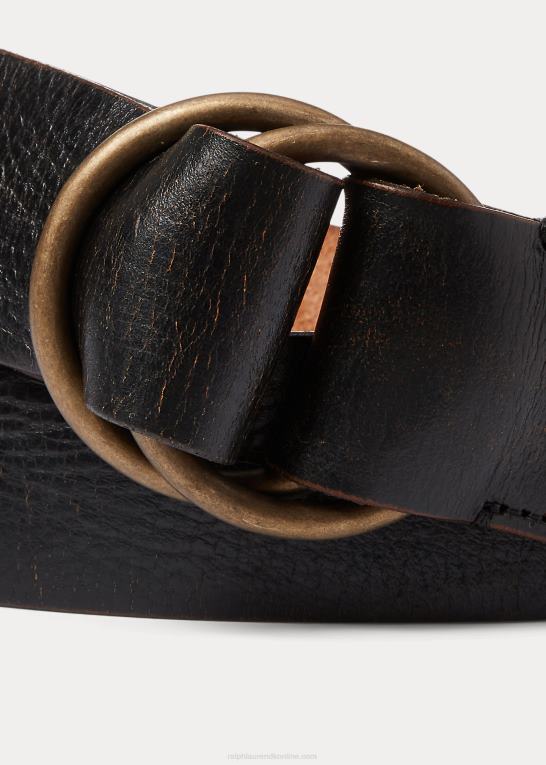 sort over brun Mænd Ralph Lauren dobbelt-o-ring bælte i læder Z426B8844