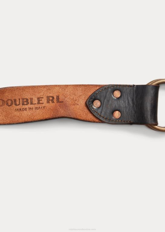 sort over brun Mænd Ralph Lauren dobbelt-o-ring bælte i læder Z426B8844