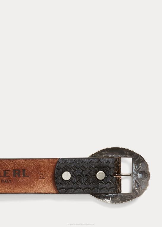 sort over brun Mænd Ralph Lauren nitterbælte i læder Z426B8880