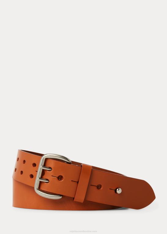 tan Mænd Ralph Lauren dobbeltbenet læderbælte Z426B2335