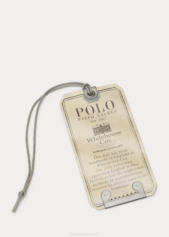 tan rødbrun Mænd Ralph Lauren læderbælte med tøjle med messingspænde Z426B2553