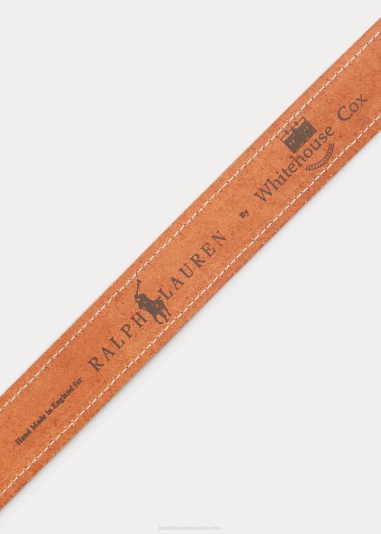 tan rødbrun Mænd Ralph Lauren syet læderbælte Z426B2470