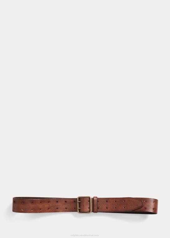 vintage brun Mænd Ralph Lauren dobbeltbenet læderbælte Z426B8855