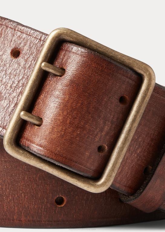 vintage brun Mænd Ralph Lauren dobbeltbenet læderbælte Z426B8855
