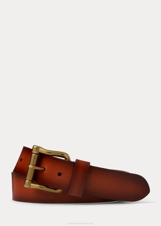 vintage brun Mænd Ralph Lauren vachetta læder bælte Z426B9036