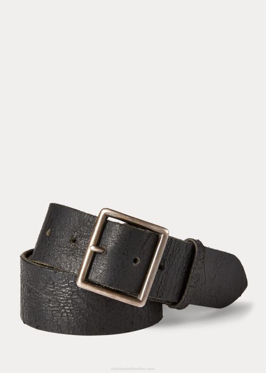 vintage sort Mænd Ralph Lauren nødlidende læderbælte Z426B8897