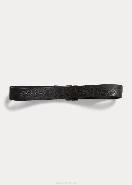 vintage sort Mænd Ralph Lauren nødlidende læderbælte Z426B8897