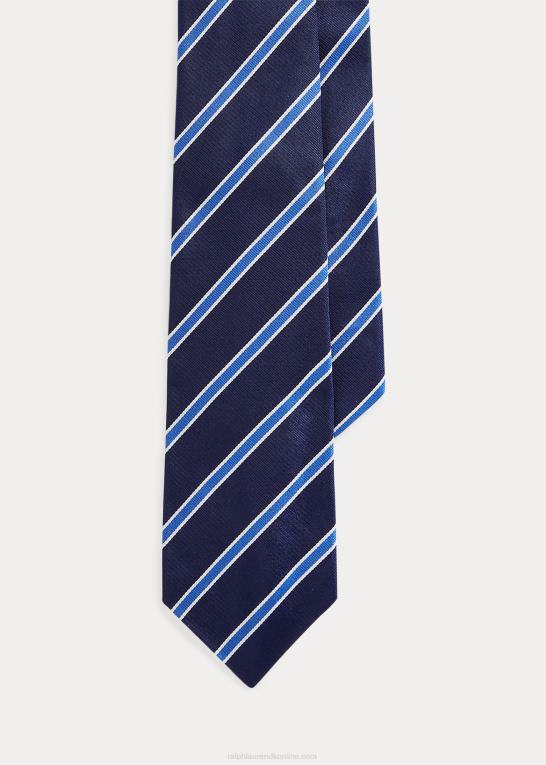 Marine blå Mænd Ralph Lauren stribet silke repp slips Z426B2675