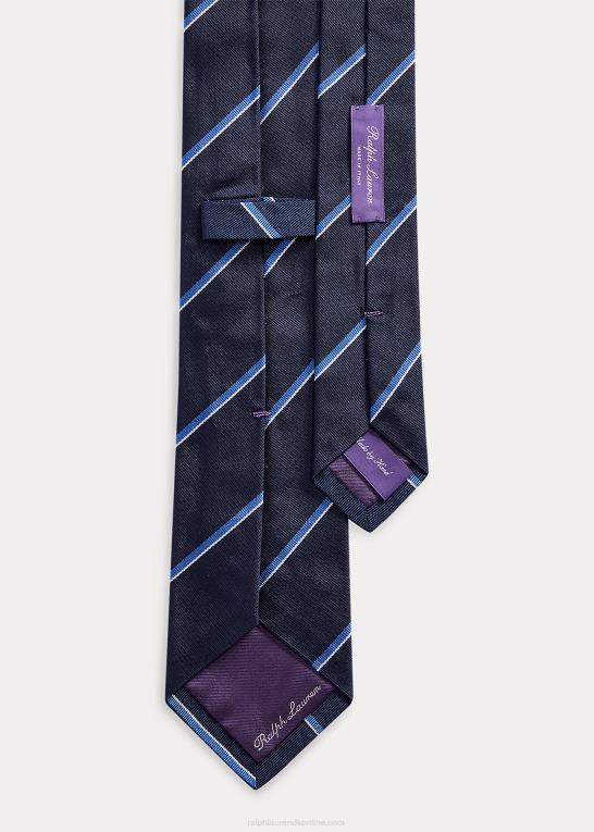 Marine blå Mænd Ralph Lauren stribet silke repp slips Z426B2677