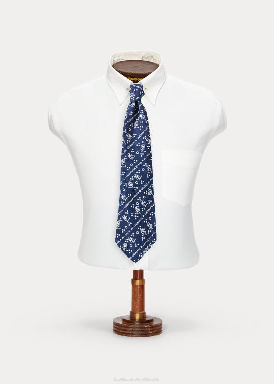 dk indigo Mænd Ralph Lauren håndlavet hørslips med logotryk Z426B8835