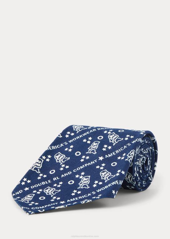 dk indigo Mænd Ralph Lauren håndlavet hørslips med logotryk Z426B8835