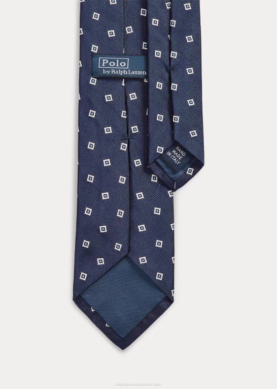 flåde Mænd Ralph Lauren firkantet mønstret silkeslips Z426B2520