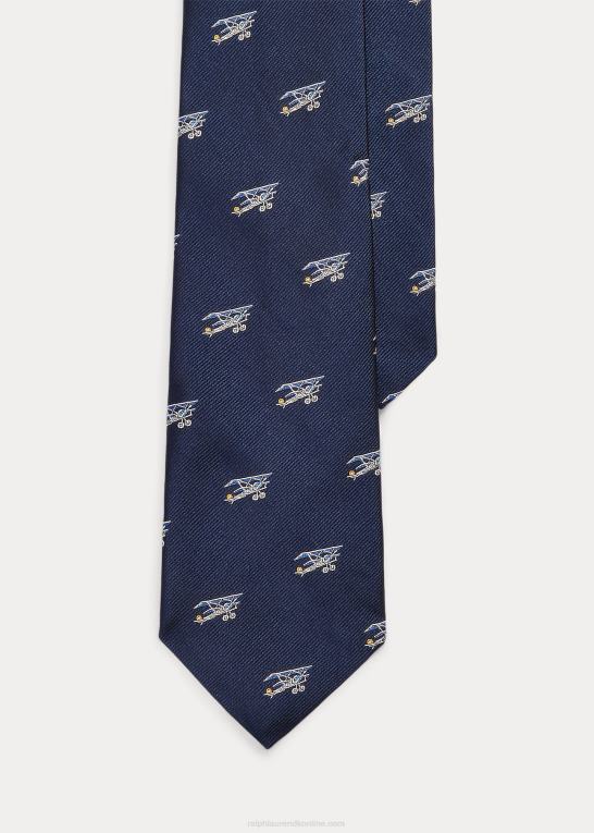 flåde Mænd Ralph Lauren luftfartsmønstret silke repp slips Z426B2517
