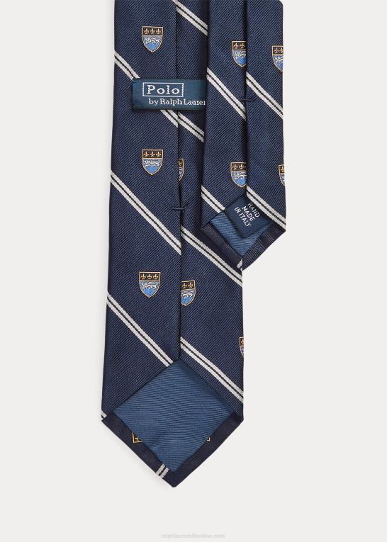 flåde Mænd Ralph Lauren stribet silke repp club slips Z426B2529
