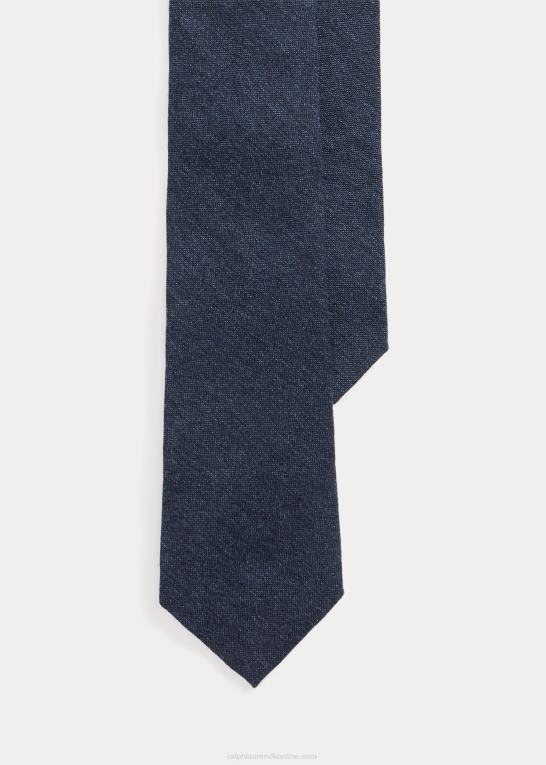 flåde Mænd Ralph Lauren tick-vævet kashmir-silkeslips Z426B8964