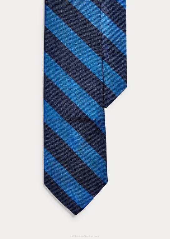 flåde/kongelig Mænd Ralph Lauren stribet silke repp smalt slips Z426B2251