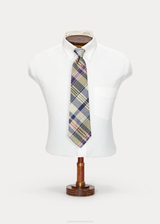 grøn/creme/multi Mænd Ralph Lauren håndlavet seersucker-slips med madrastryk Z426B8824