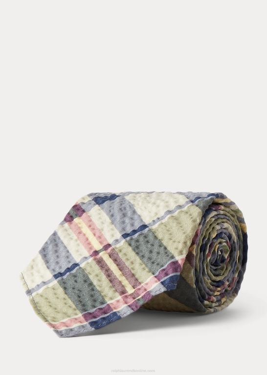 grøn/creme/multi Mænd Ralph Lauren håndlavet seersucker-slips med madrastryk Z426B8824