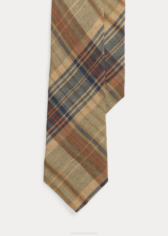 kaki multi Mænd Ralph Lauren plaid hør slips Z426B2225