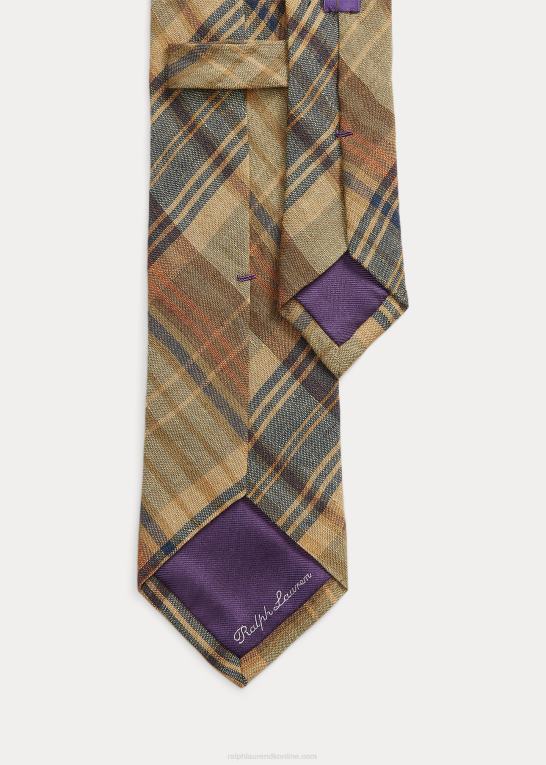 kaki multi Mænd Ralph Lauren plaid hør slips Z426B2225