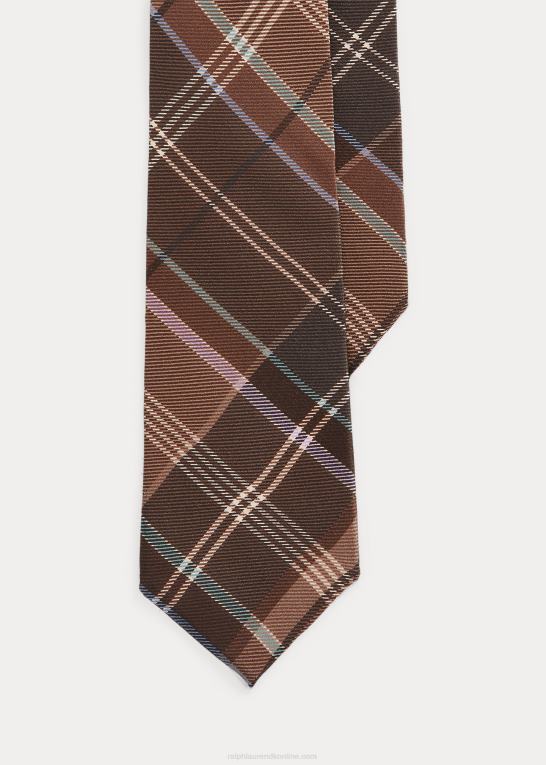 lysebrun multi Mænd Ralph Lauren crepeslips i silke med tartantryk Z426B8923