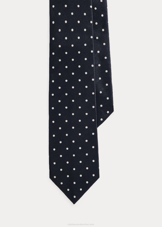 mørk flåde Mænd Ralph Lauren polkaprikket silke satinslips Z426B2686