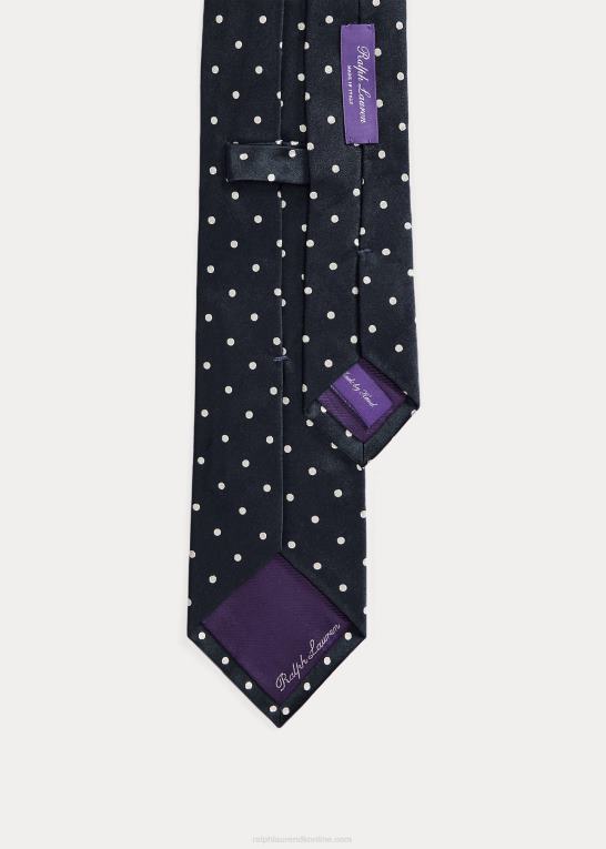mørk flåde Mænd Ralph Lauren polkaprikket silke satinslips Z426B2686