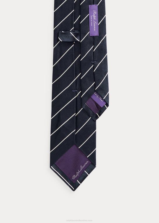 mørk flåde Mænd Ralph Lauren stribet silke satinslips Z426B9026