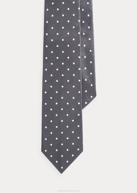 mørkegrå Mænd Ralph Lauren polkaprikket silke satinslips Z426B2685