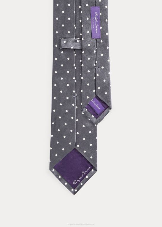 mørkegrå Mænd Ralph Lauren polkaprikket silke satinslips Z426B2685
