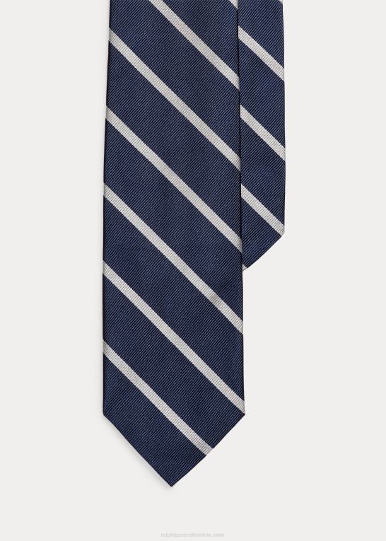 marineblå/hvid Mænd Ralph Lauren stribet silke repp slips Z426B2261
