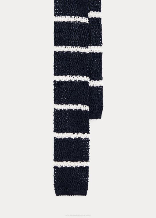 marineblå/hvid Mænd Ralph Lauren stribet strik uldslips Z426B2419