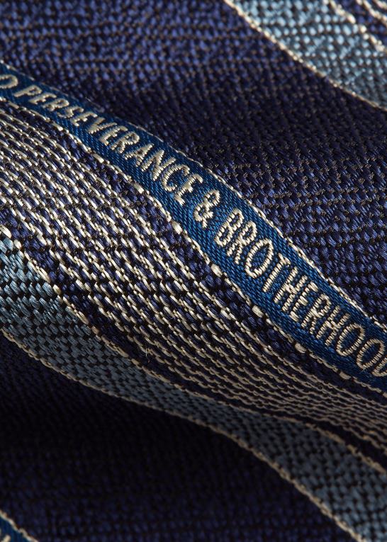 marineblå/lyseblå/creme Mænd Ralph Lauren håndlavet logo-stribet silkeslips Z426B8837