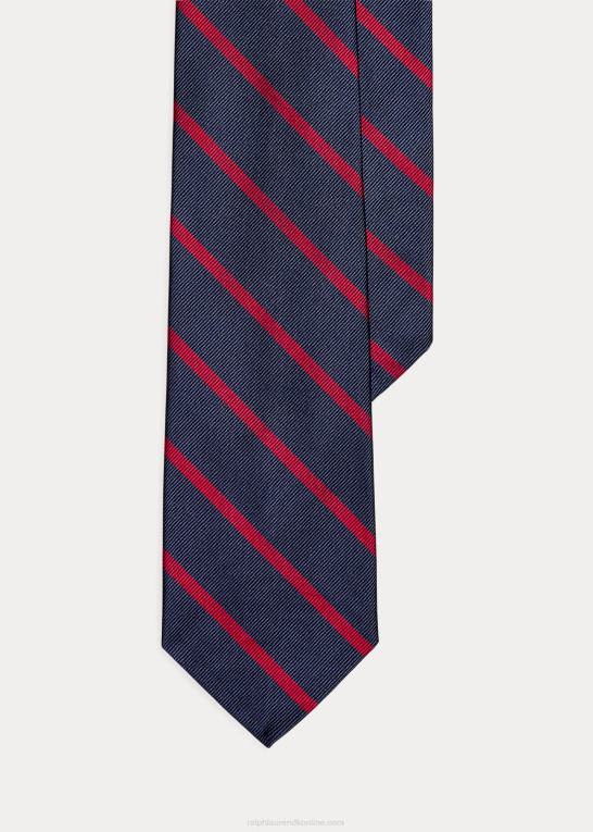 marineblå/rød Mænd Ralph Lauren stribet silke repp slips Z426B2267