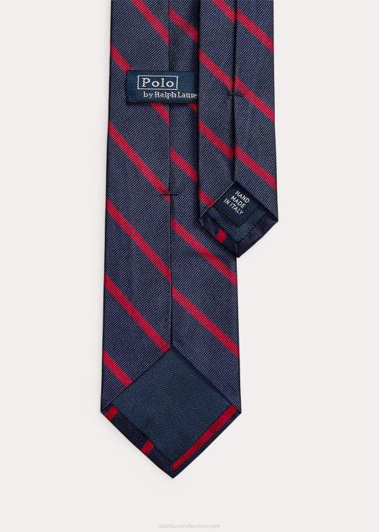 marineblå/rød Mænd Ralph Lauren stribet silke repp slips Z426B2267