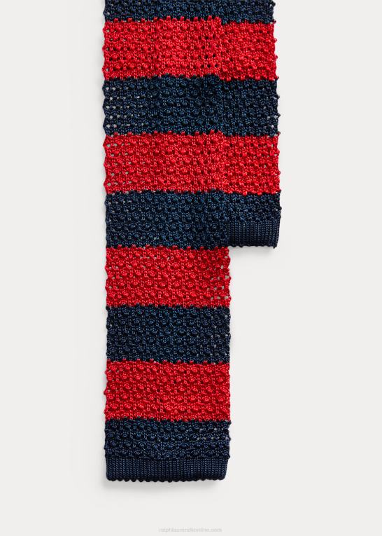 marineblå/rød Mænd Ralph Lauren stribet silkeslips Z426B2265