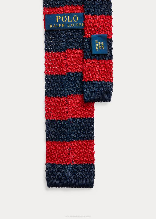 marineblå/rød Mænd Ralph Lauren stribet silkeslips Z426B2265