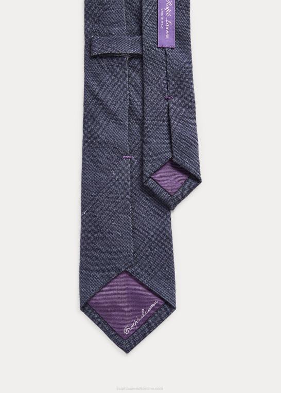 marineblå/støvblå Mænd Ralph Lauren glen plaid-print kashmir-silke slips Z426B8949