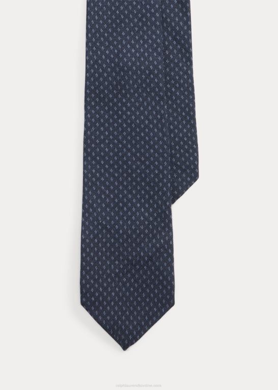 marineblå/støvblå Mænd Ralph Lauren kashmir-silkeslips med diamanttryk Z426B8958