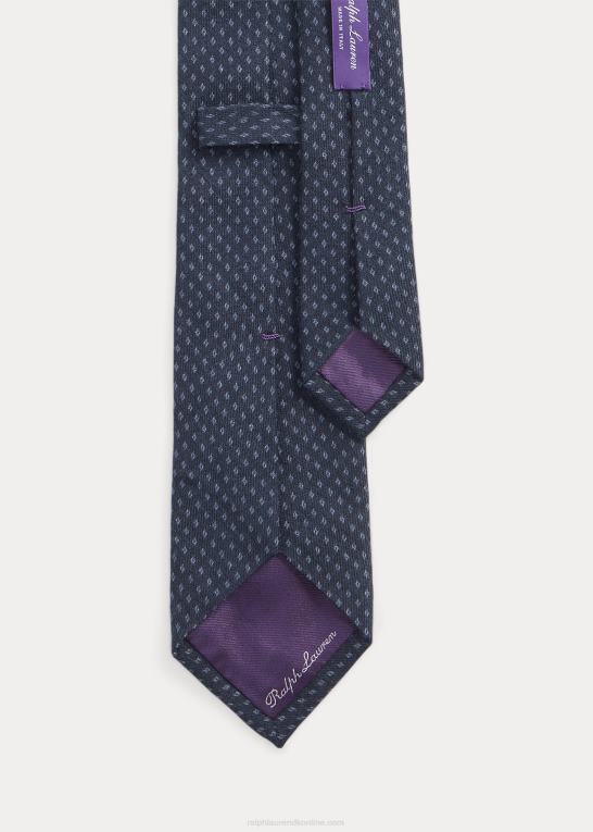 marineblå/støvblå Mænd Ralph Lauren kashmir-silkeslips med diamanttryk Z426B8958