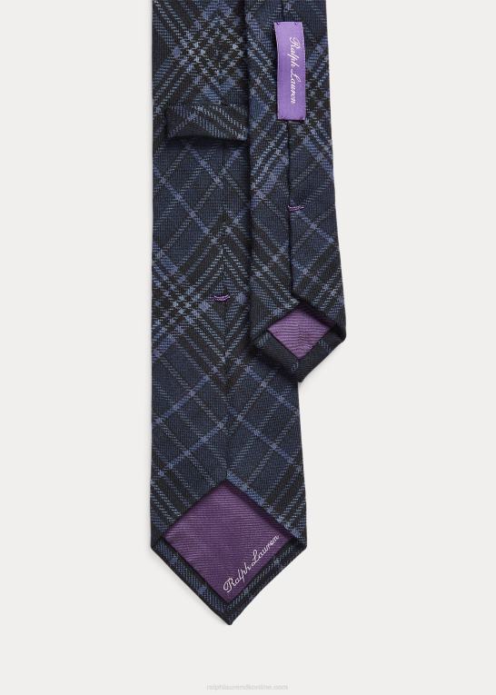 marineblå/støvblå Mænd Ralph Lauren kashmir-silkeslips med tartantryk Z426B8928